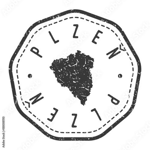 Passport stamp for travel to the Plzeň region in the Czech Republic