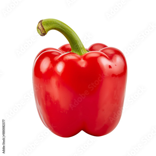 Fresh Red Bell Pepper on a White Background Ready for Cooking or Salad Preparation