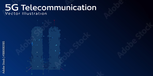 Abstract representation of 5g telecommunication towers and network connectivity