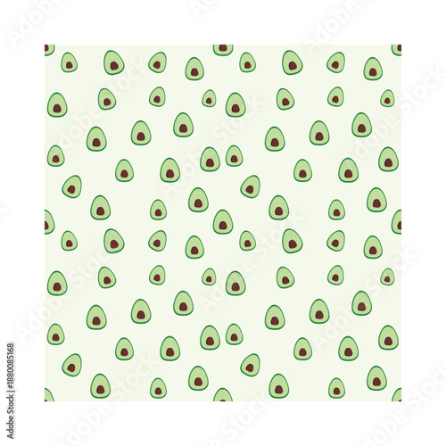 Avocado seamless pattern background with green fruit halves