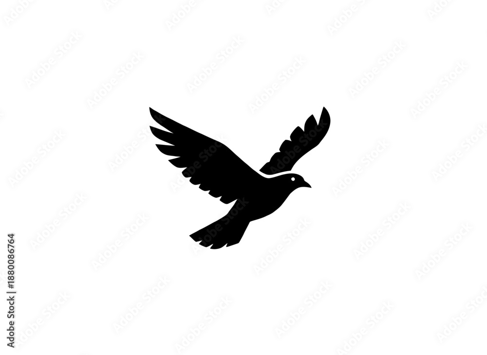 Obraz premium Flying Bird Silhouette Icon Symbolizing Freedom, Hope, Nature, and Spiritual Release Concept
