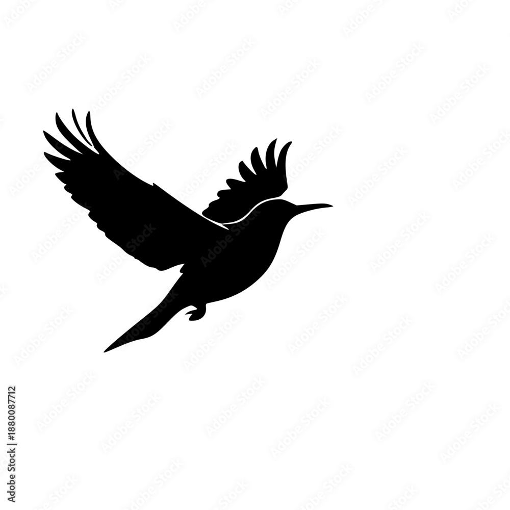 Obraz premium A black silhouette of a roadrunner in flight on transparent background