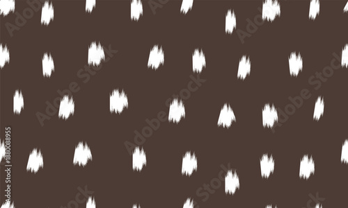 Fawn animal fur texture with spots. Forest wildlife pattern in dark brown colors. Seamless surface design.