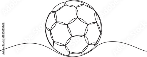 Football ball one line art. Continuous line drawing of soccer ball, sport, running, ball sports, activity, one line Art icon drawing vector
