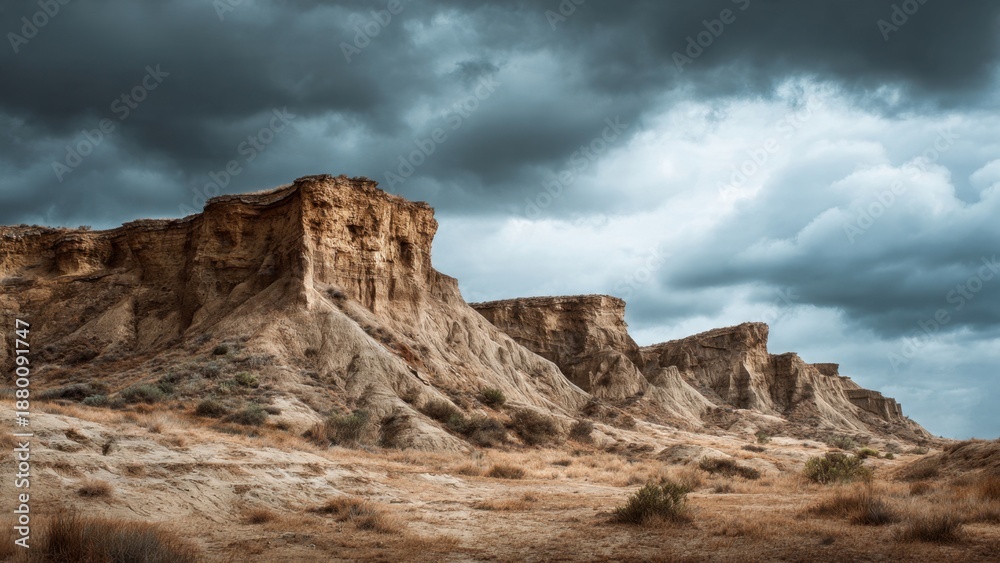 Fototapeta premium Dramatic landscape under stormy sky