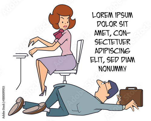 Boss tries to crawl past secretary.