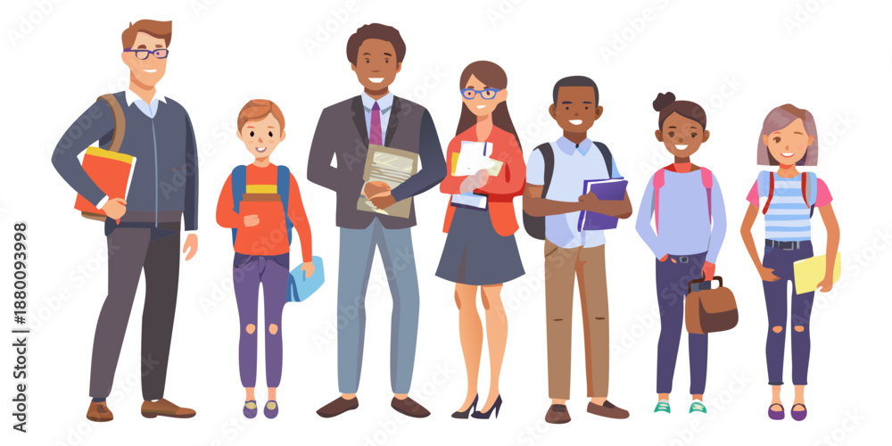 Obraz premium A diverse group of students standing together showcasing youth and education
