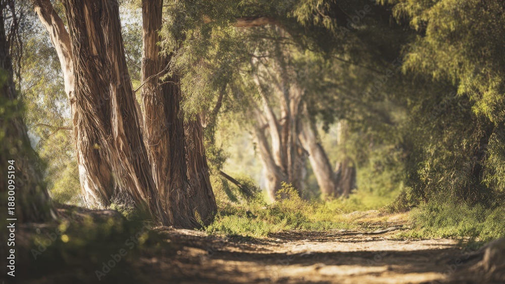 Fototapeta premium Tranquil Path Through a Forest Grove