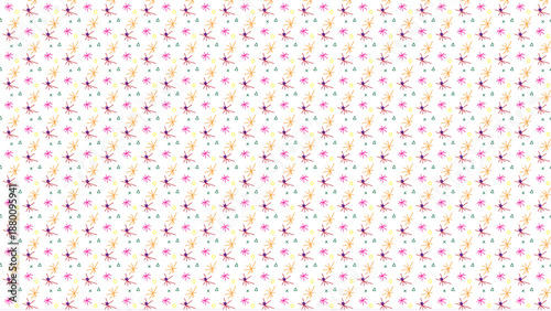 Repeating Pattern of Vibrant Hand Drawn Geometric Shapes and Dots for Creative Design Projects