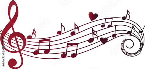 Musical Notes and Hearts Swirling on a Staff A Symphony of Love and Melody
