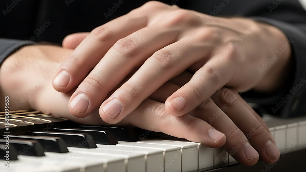 Obraz premium Person playing piano with hands close together