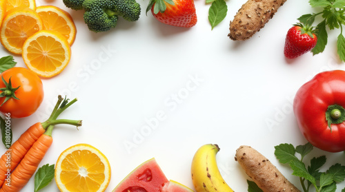 Healthy Food Flat Lay Top View Fresh Ingredients Minimal Commercial Styling.