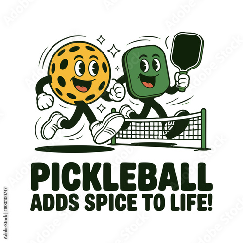 Fun pickleball characters vector illustration for t shirt design , easily editable.