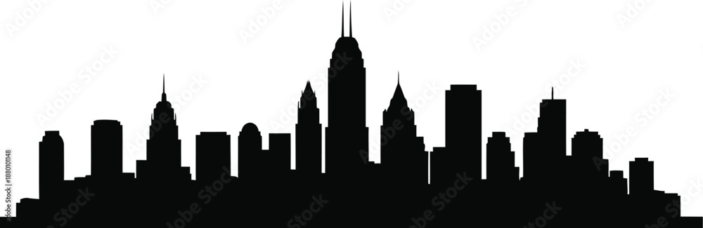 Obraz premium New york city skyline silhouette at night with iconic skyscrapers