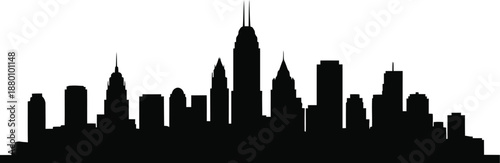 New york city skyline silhouette at night with iconic skyscrapers