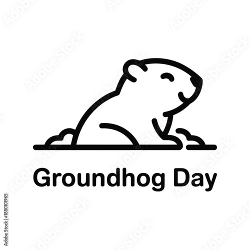 Groundhog day illustration with smiling groundhog