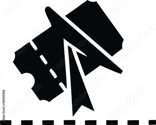 Travel ticket and plane silhouette