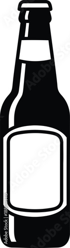 Beer Bottle Icon Silhouette Vector Graphic Illustration Blank Label