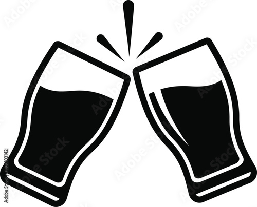 Beer Glasses Toast Cheers Celebration Party Icon Vector Silhouette