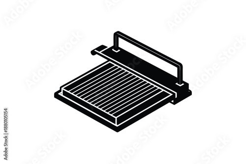 Paper Cutter Machine Icon Minimal Black Design Vector