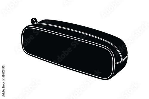 Pencil case with zipper on top vector