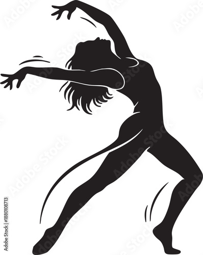 Silhouette of a person doing a backbend with long hair