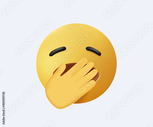 Yawning Face Emoji 3D vector illustration. Yawning and lazy, waking up for lazy, sleepy or nap. Yawn face emoticon icon for chat reaction