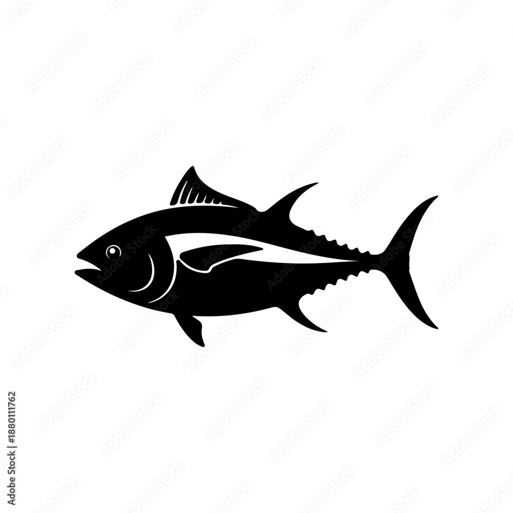 Obraz premium Tuna fish silhouette icon for seafood restaurant branding and marine life design