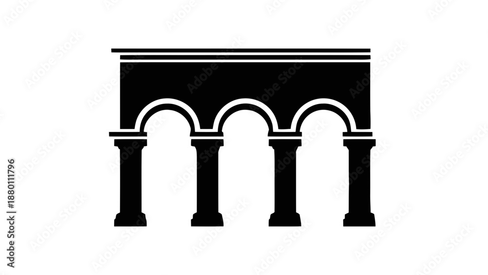 Fototapeta premium Vector illustration of stylized classic arched colonnade on transparent background, perfect for architectural design