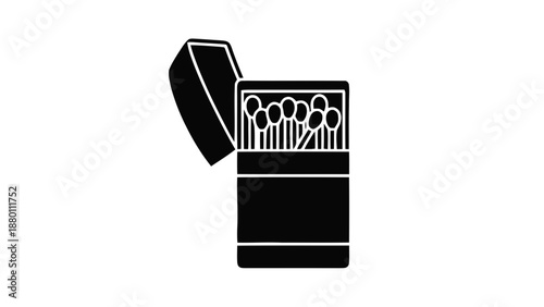 Vector illustration of an essential open matchbox with matches inside, on transparent background