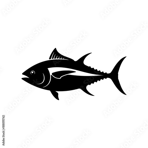 Tuna fish silhouette icon for seafood restaurant branding and marine life design