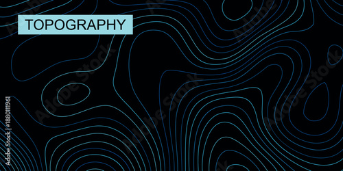 topography background — a deep black background with smooth, organic contour lines in shades of blue-cyan/teal with a slight glow effect.