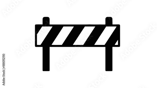 Vector illustration of a road construction barrier, warning symbol, on transparent background