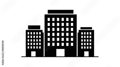 Vector illustration of modern urban city buildings or business offices, on transparent background