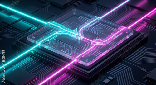 Photonic computer chip processor with laser light beams and optical channels
