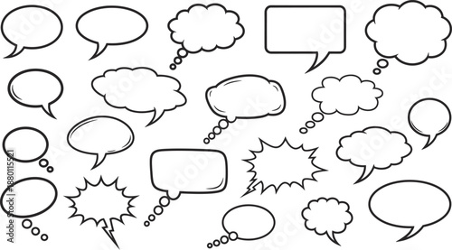 Conversation Bubbles: A variety of speech and thought bubbles in different shapes and styles, ideal for conveying dialogue, thoughts, and ideas in a dynamic way.