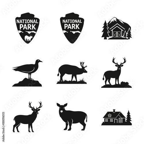 National Park and Wildlife Silhouette Icons