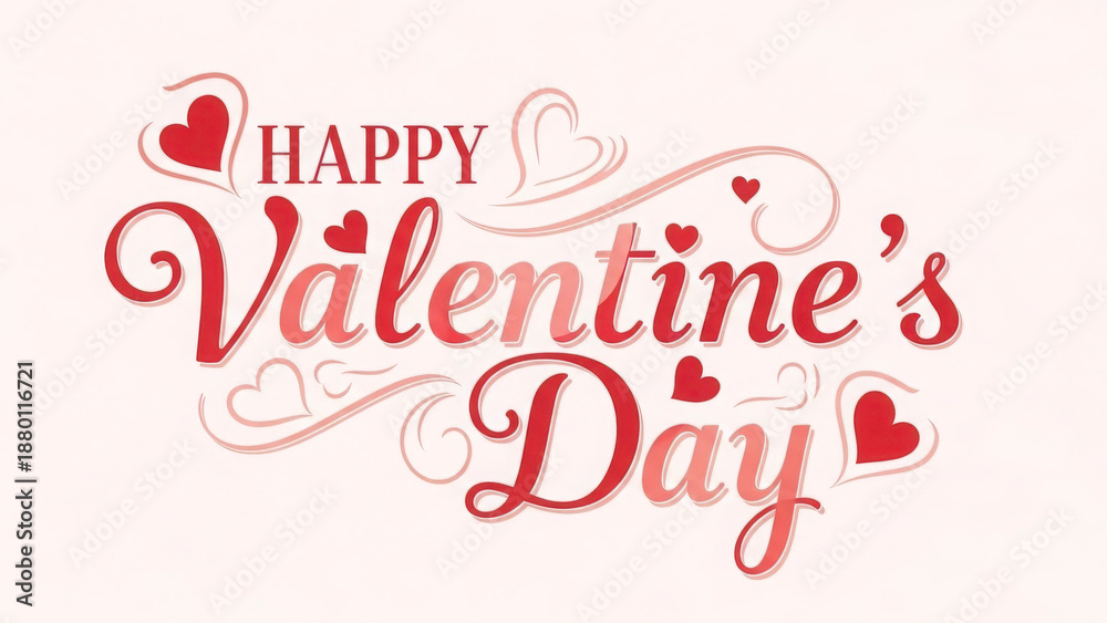 Obraz premium Happy Valentine's Day with red hearts and elegant typography