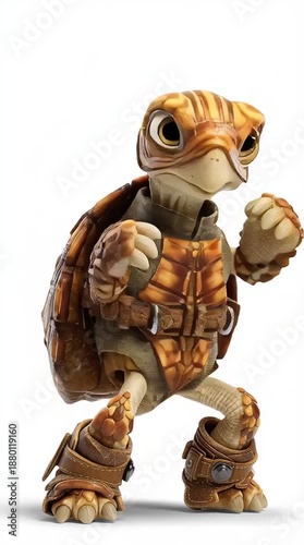 Box Turtle Ninja Full Body on White Background Character Illustration Generative AI