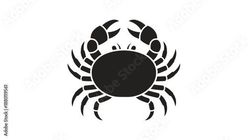 Simple black crab icon on white background.
