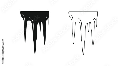 dripping liquid shapes in black and white silhouette