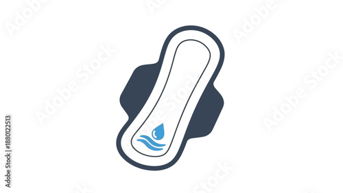 Sanitary pad illustration with leaf detail a clean hygiene product silhouette