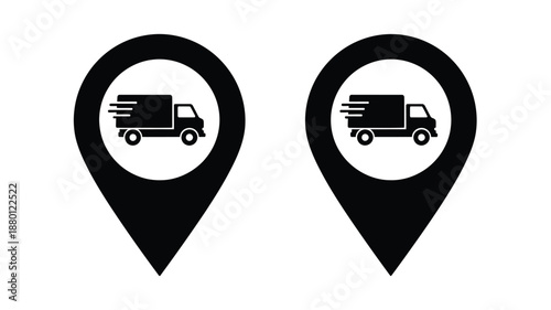 Free Download Two delivery truck location icons in black and white a striking silhouette - GFXLoad