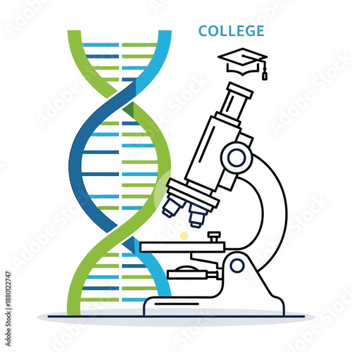 College level biology and genetics studies representing education and research