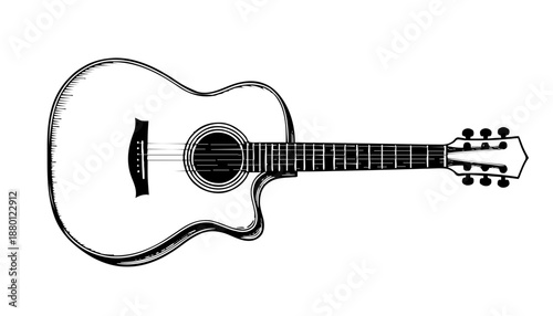 Akustik- und E-Gitarren in deutlicher Umrissdarstellung. Diese eignen sich hervorragend als Geschenke für Musiker auf verschiedensten Materialien.