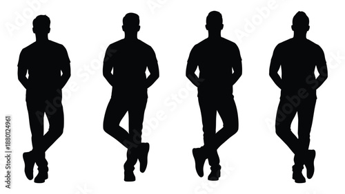 four black silhouettes of men standing in different poses high quality