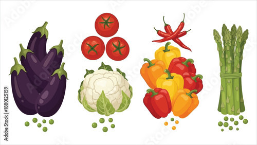 Farm Fresh Vegetables Vector Set – Grocery Store, Shop, and Detailed Poster Illustrations