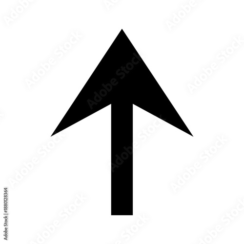 黒塗りの上向き矢印で方向や上昇を示すシンプル操作誘導アイコン ベクター透過/Solid Black Upward Arrow Icon Indicating Direction and Upward Movement for UI and Navigation Vector on Transparent Background