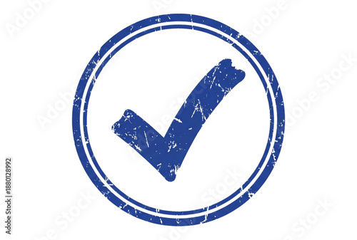 Vintage blue checkmark symbol in a circle
