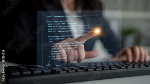 Script programming for task manager user interface, handling form submission, input validation, task list rendering, and exception alerts with dynamic DOM interaction Latch